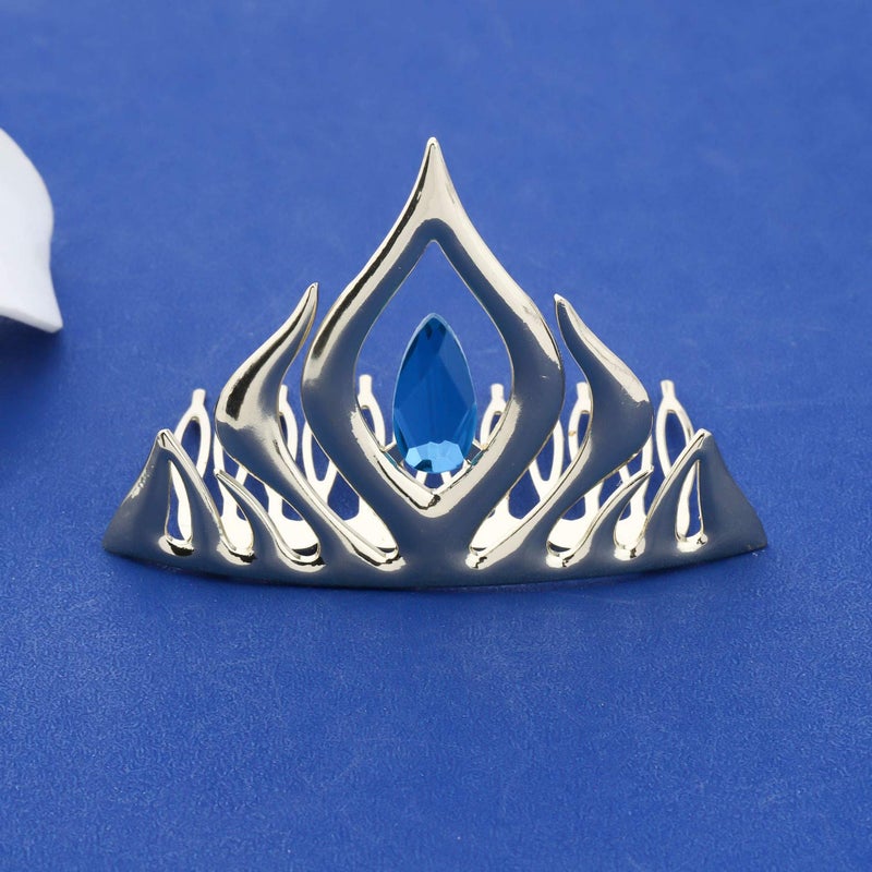 FAADBUK Princess Crown Hairpin Fairytale Gift Cosplay Jewelry Blue Princess Hairpin (Silver Crown) (Silver Crown) - Image 3